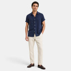 Men's Shirt and Pants Set with Short Sleeves and Button Front