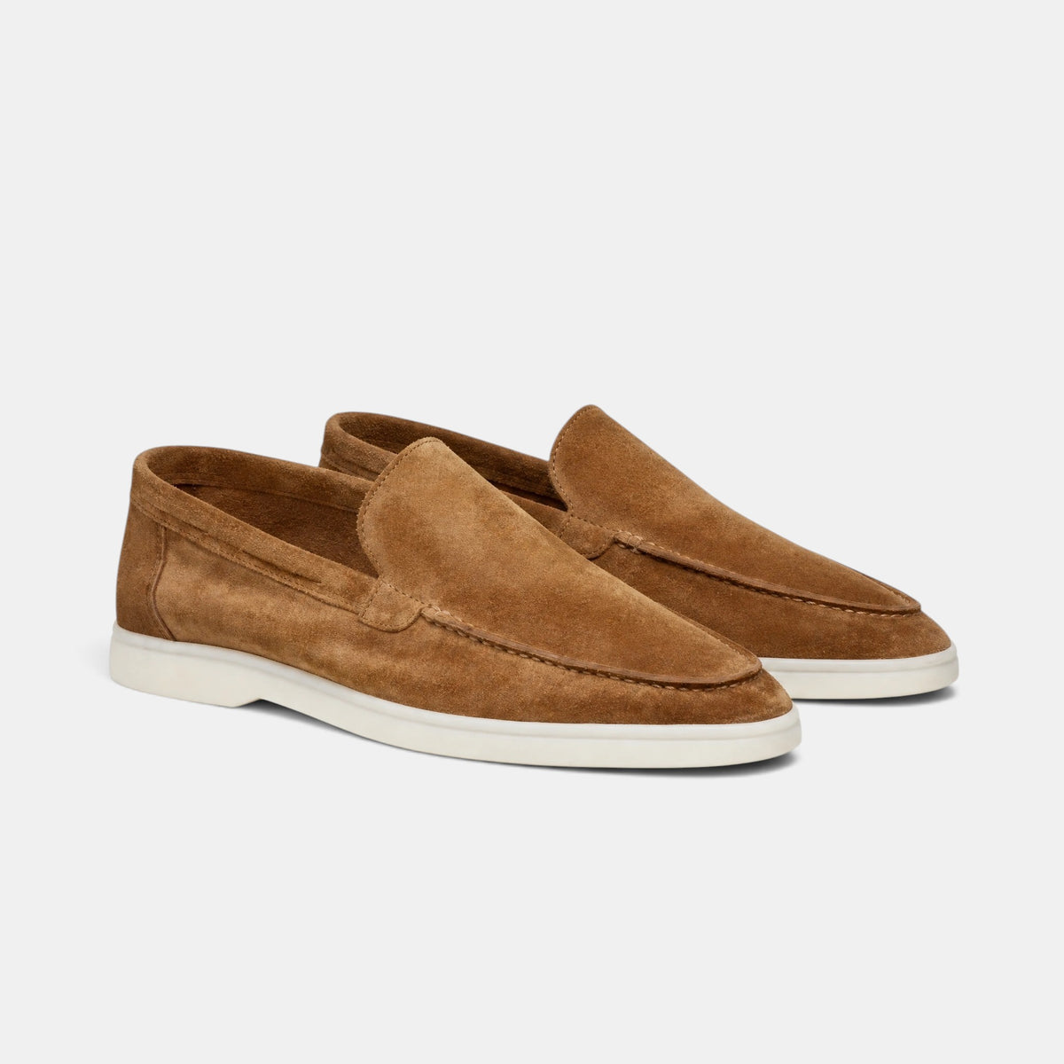 Men's Slip On Loafers with Round Toe and Contrast Sole