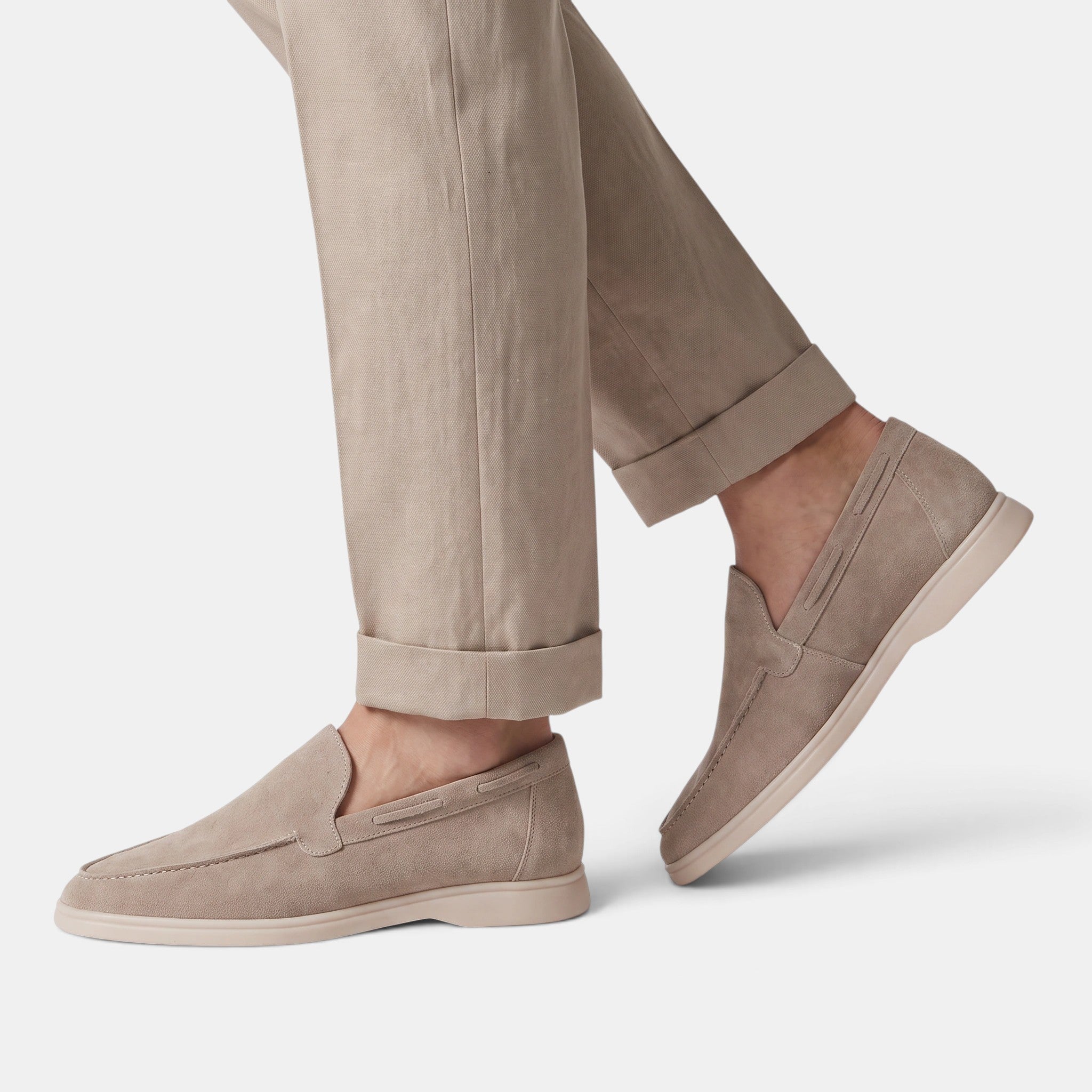 Men's Slip On Loafers with Round Toe and Contrast Sole