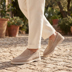 Men's Slip On Loafers with Round Toe and Contrast Sole