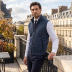 Men's Sweater Vest with Zip Front and Stand Collar