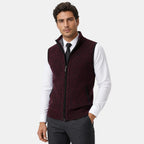 Men's Sweater Vest with Zip Front and Stand Collar