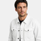 Men's Trucker Jacket with Button Front and Flap Pockets
