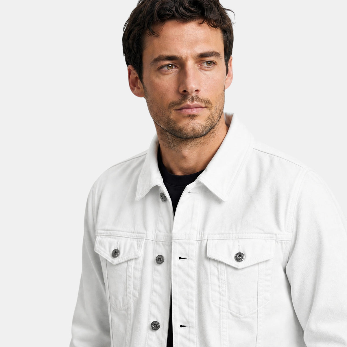 Men's Trucker Jacket with Button Front and Flap Pockets