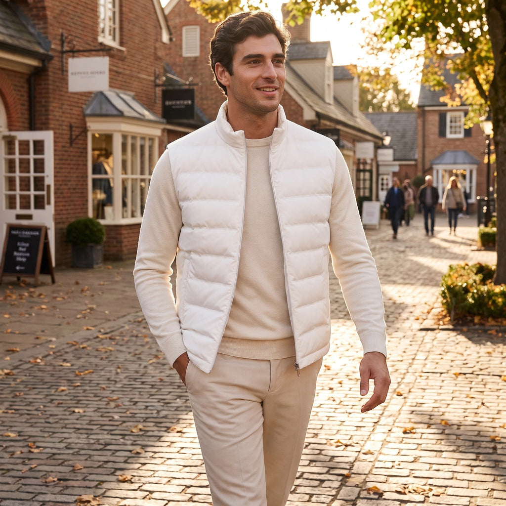 Men's Vest with Stand Collar and Zip Front