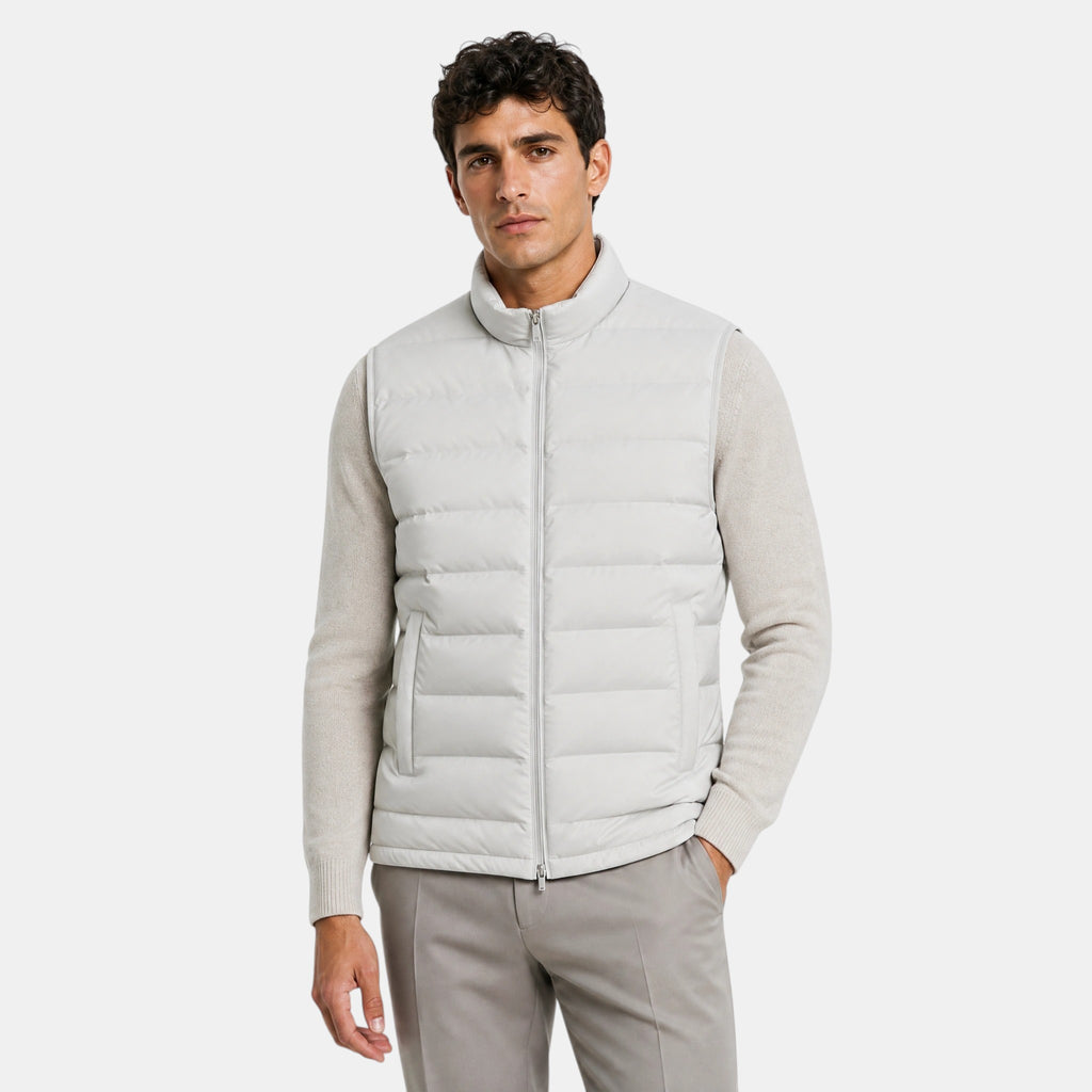 Men's Vest with Stand Collar and Zip Front