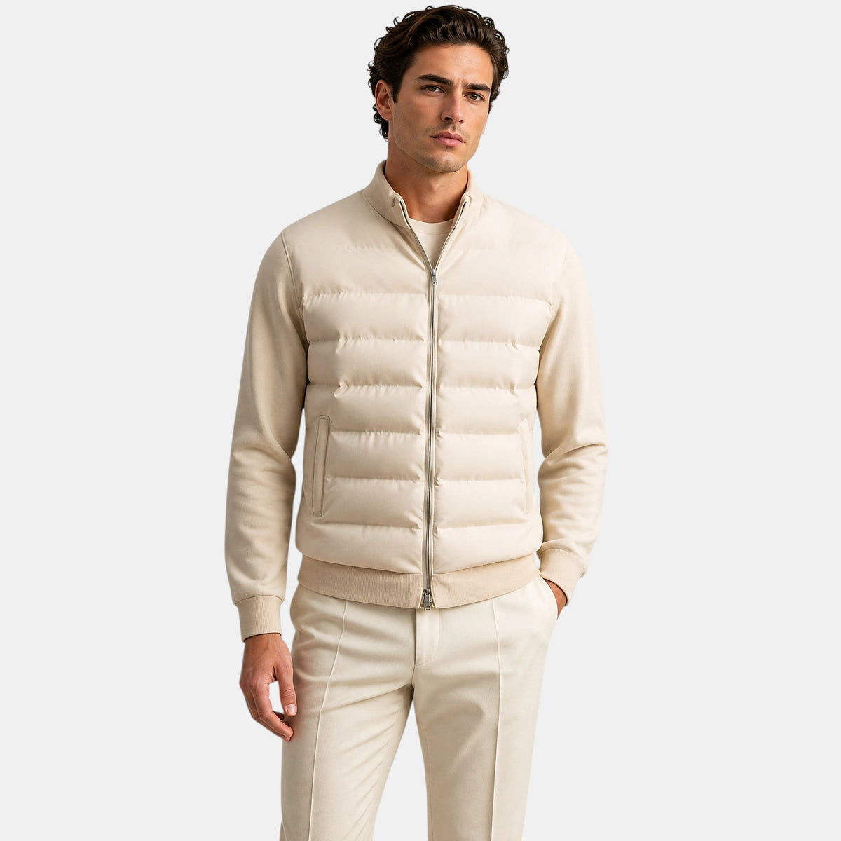 Men's Vest with Stand Collar and Zip Front