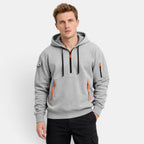Men's Hoodie with Half Zip and Zip Front Pockets