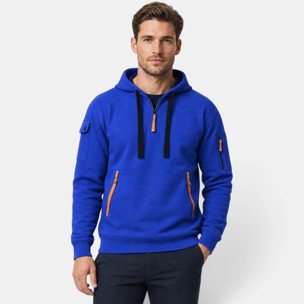 Men's Hoodie with Half Zip and Zip Front Pockets