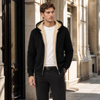 Men's Hooded Jacket with Full Zip and Front Pockets
