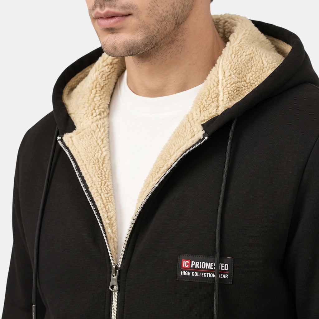 Men's Hooded Jacket with Full Zip and Front Pockets