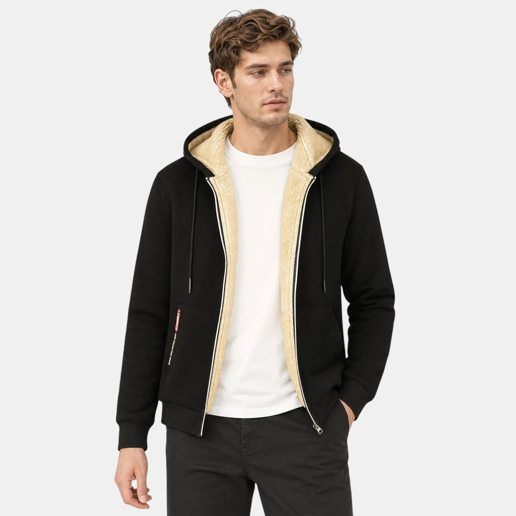 Men's Hooded Jacket with Full Zip and Front Pockets