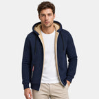 Men's Hooded Jacket with Full Zip and Front Pockets