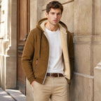 Men's Hooded Jacket with Full Zip and Front Pockets