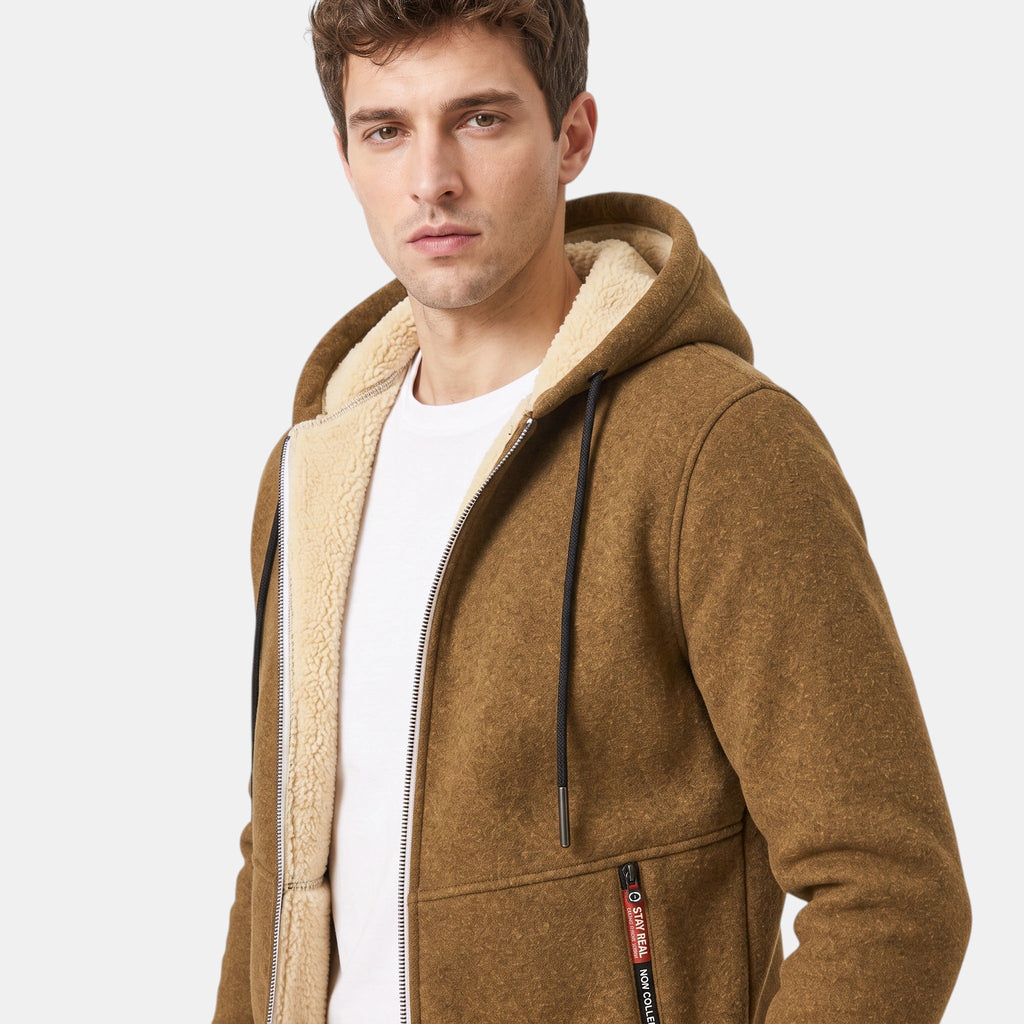 Men's Hooded Jacket with Full Zip and Front Pockets
