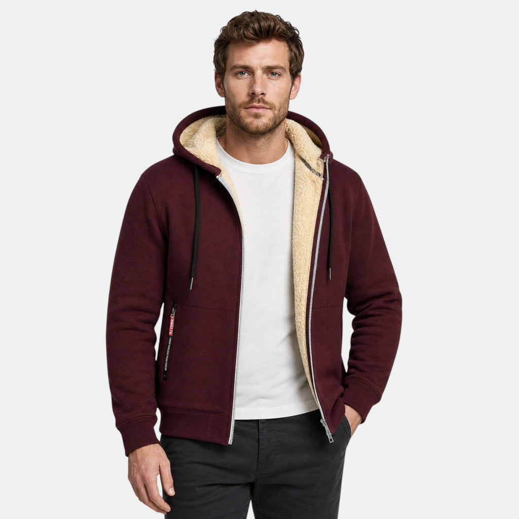 Men's Hooded Jacket with Full Zip and Front Pockets