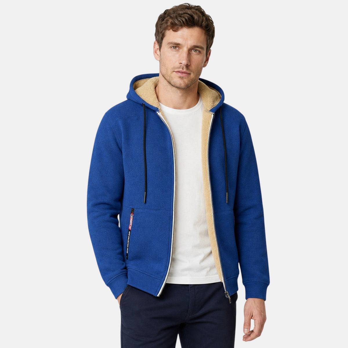 Men's Hooded Jacket with Full Zip and Front Pockets