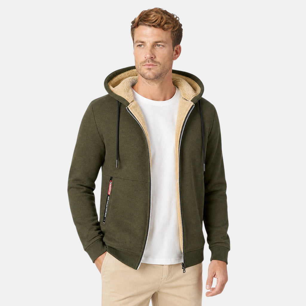 Men's Hooded Jacket with Full Zip and Front Pockets
