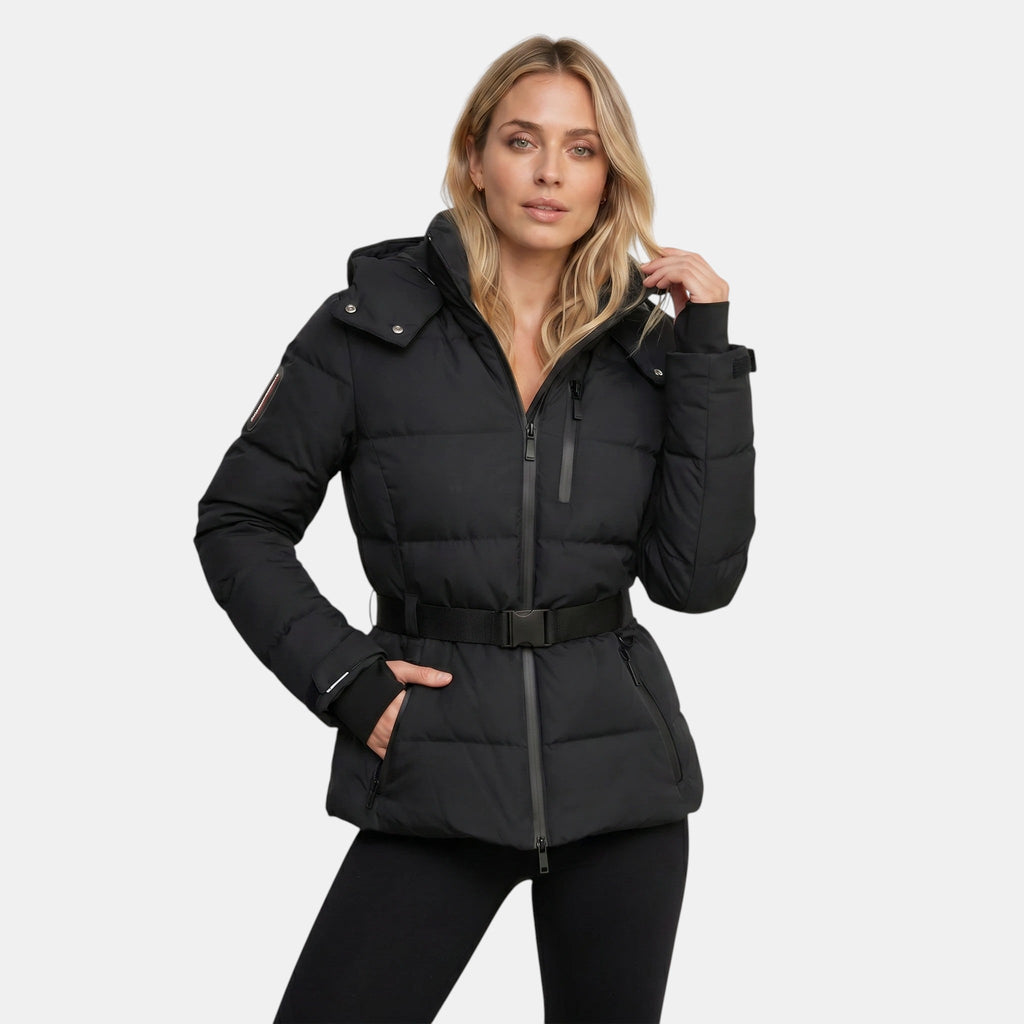 Women’s Belted Puffer Jacket Water Resistant Winter Coat SnugBubs Australia