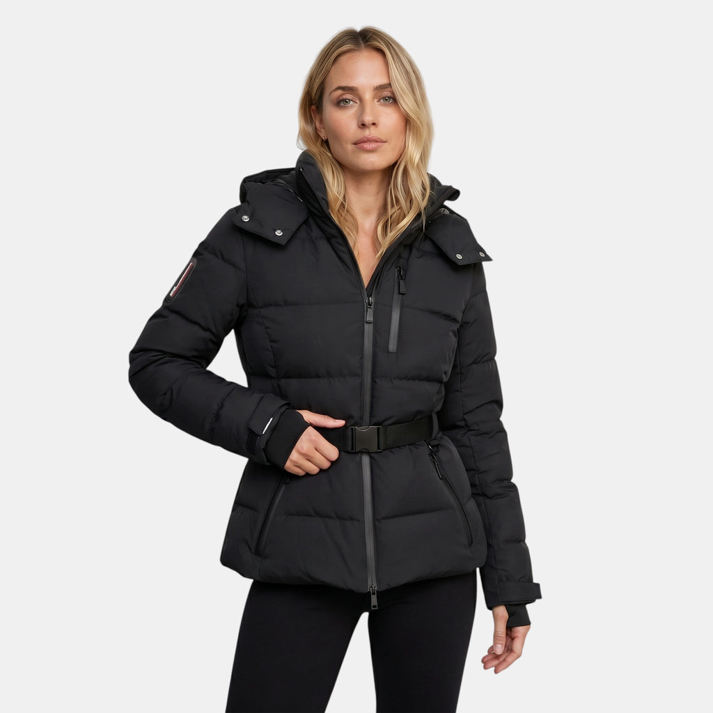 Women’s Belted Puffer Jacket Water Resistant Winter Coat SnugBubs Australia