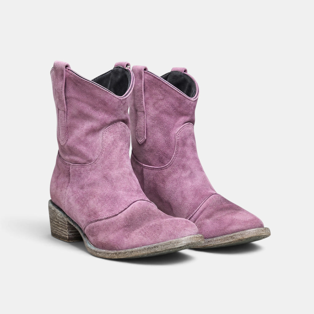 Women's Ankle Boots with Cowboy Style and Block Heel