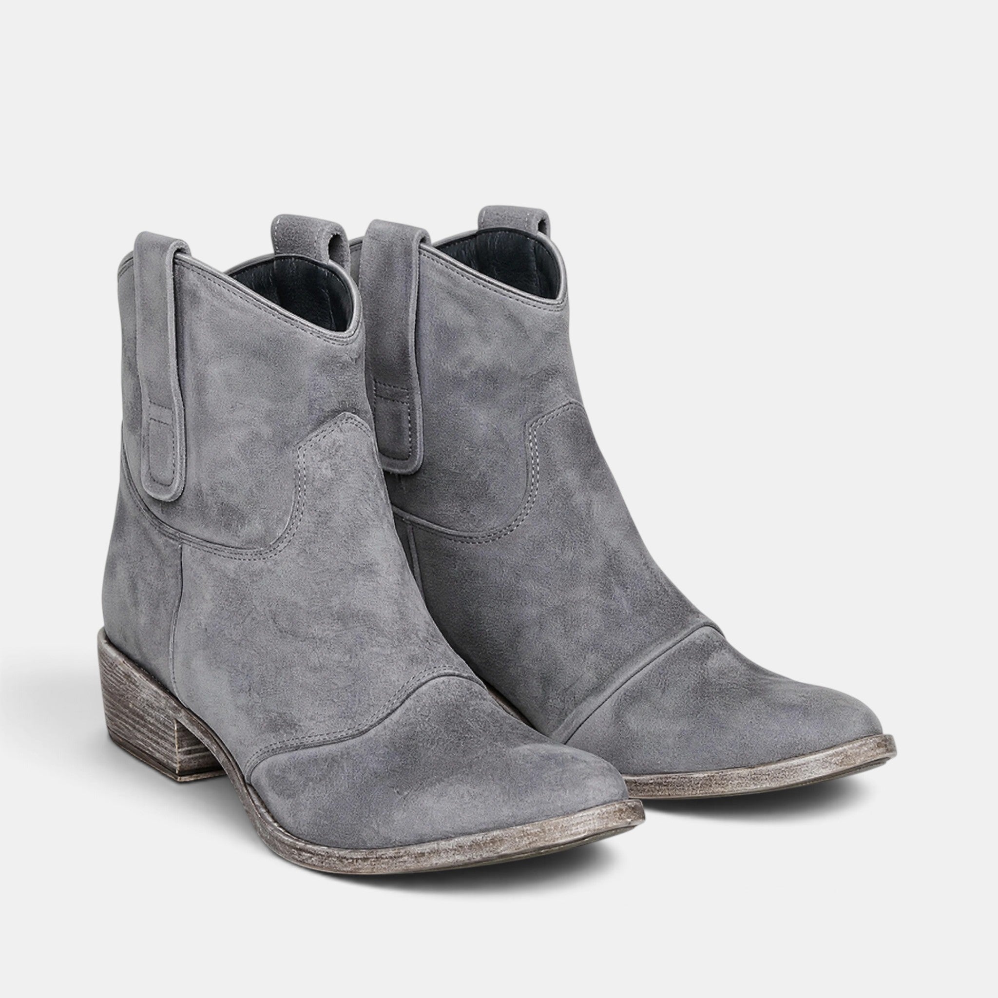 Women's Ankle Boots with Cowboy Style and Block Heel