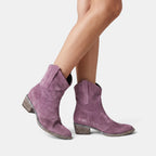 Women's Ankle Boots with Cowboy Style and Block Heel