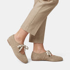 Women's Ballet Flats with Lace Up Closure and Round Toe