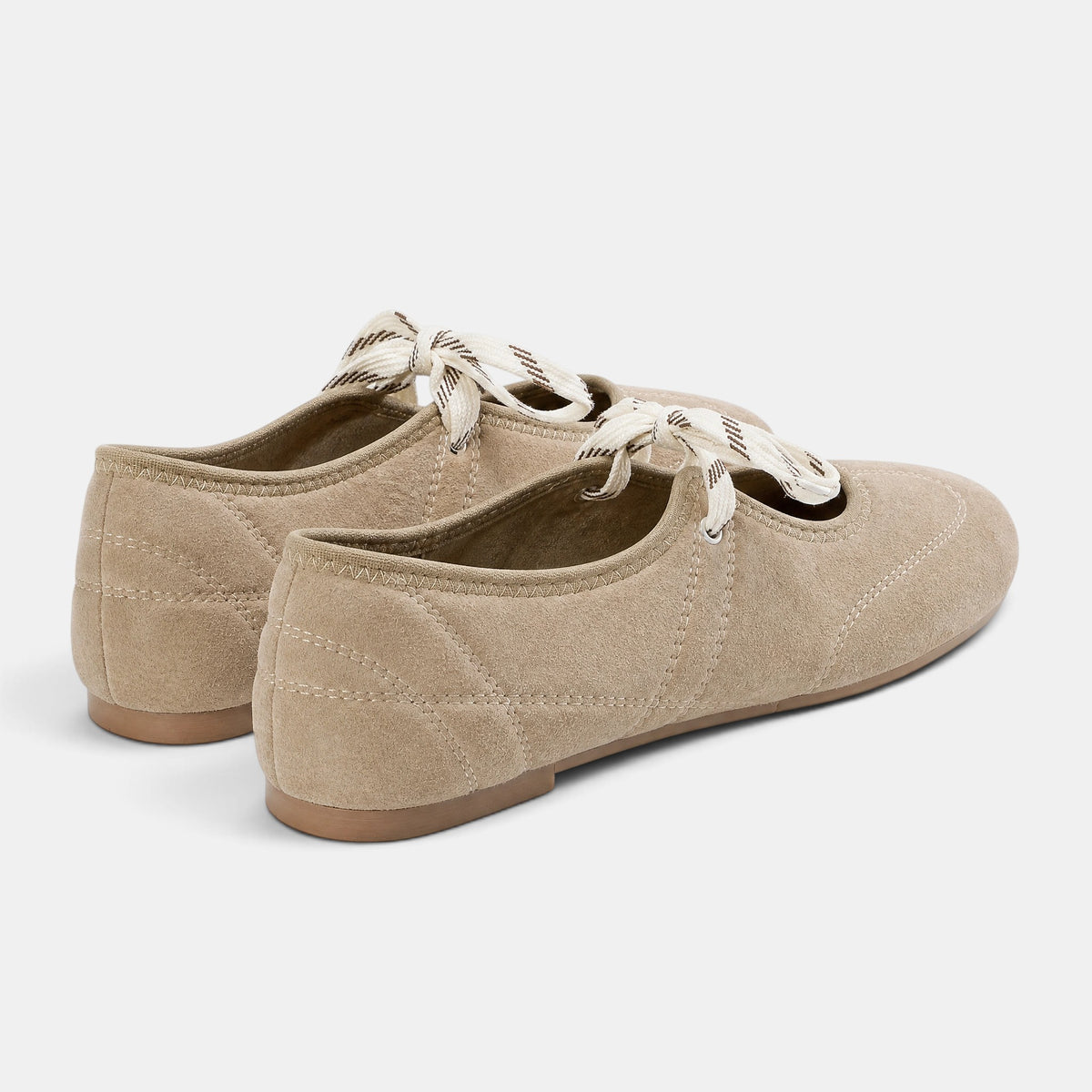 Women's Ballet Flats with Lace Up Closure and Round Toe