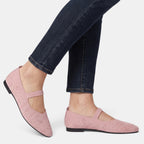 Women's Ballet Flats with Mary Jane Strap and Pointed Toe