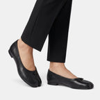 Women's Ballet Flats with Split Toe and Bow Detail