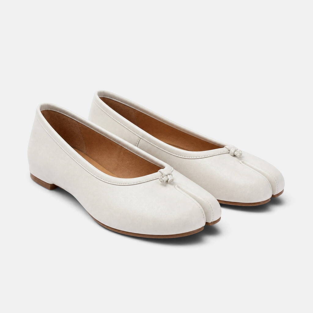 Women's Ballet Flats with Split Toe and Bow Detail