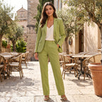 Women's Blazer with Notch Lapel and Single Button Closure