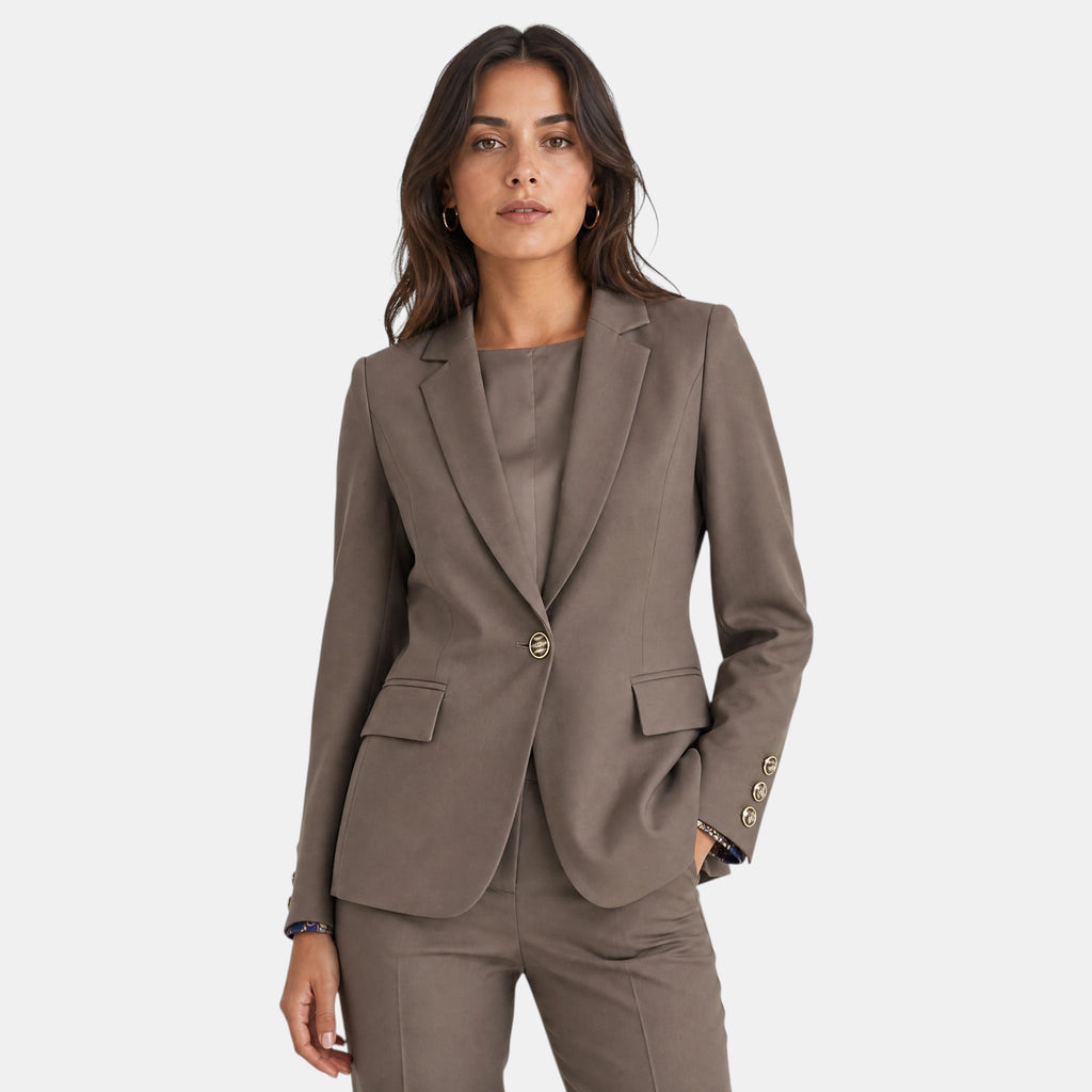 Women's Blazer with Notch Lapel and Single Button Closure