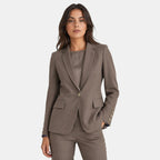 Women's Blazer with Notch Lapel and Single Button Closure