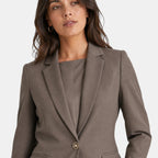 Women's Blazer with Notch Lapel and Single Button Closure