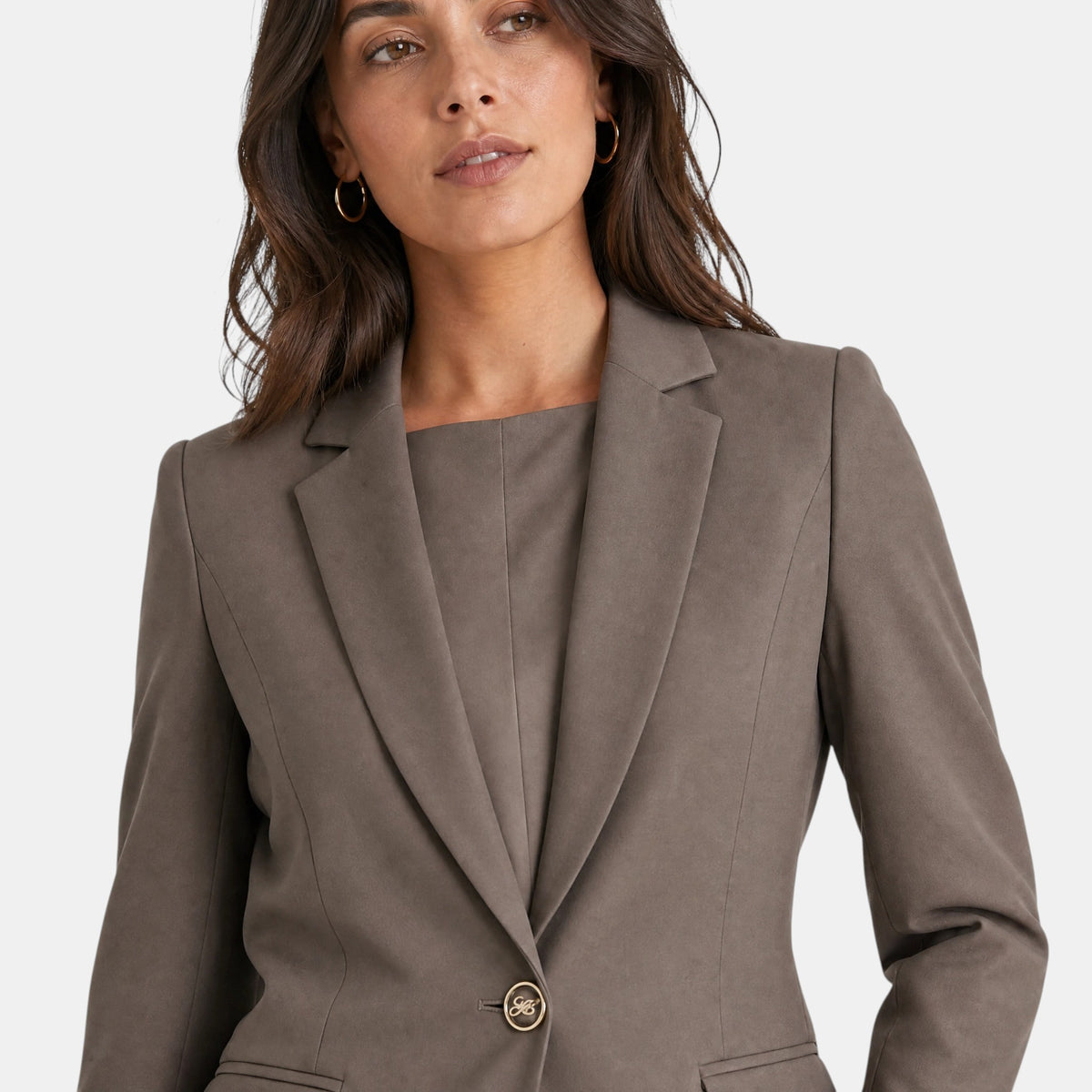 Women's Blazer with Notch Lapel and Single Button Closure