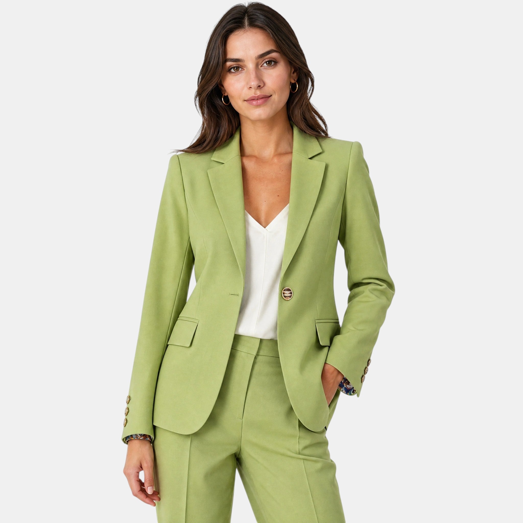 Women's Blazer with Notch Lapel and Single Button Closure