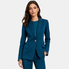 Women's Blazer with Notch Lapel and Single Button Closure