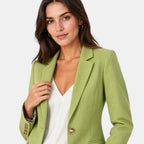 Women's Blazer with Notch Lapel and Single Button Closure