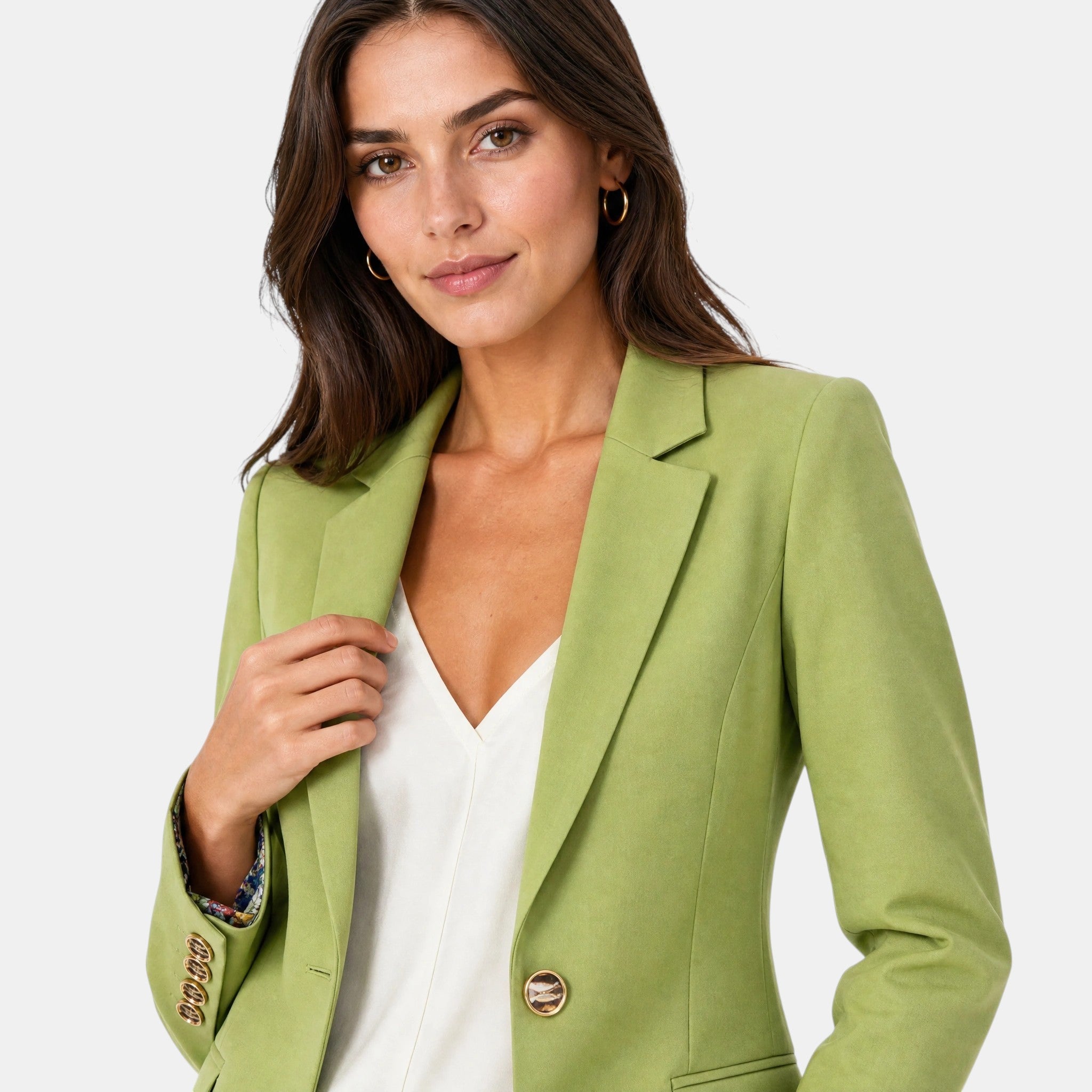 Women's Blazer with Notch Lapel and Single Button Closure
