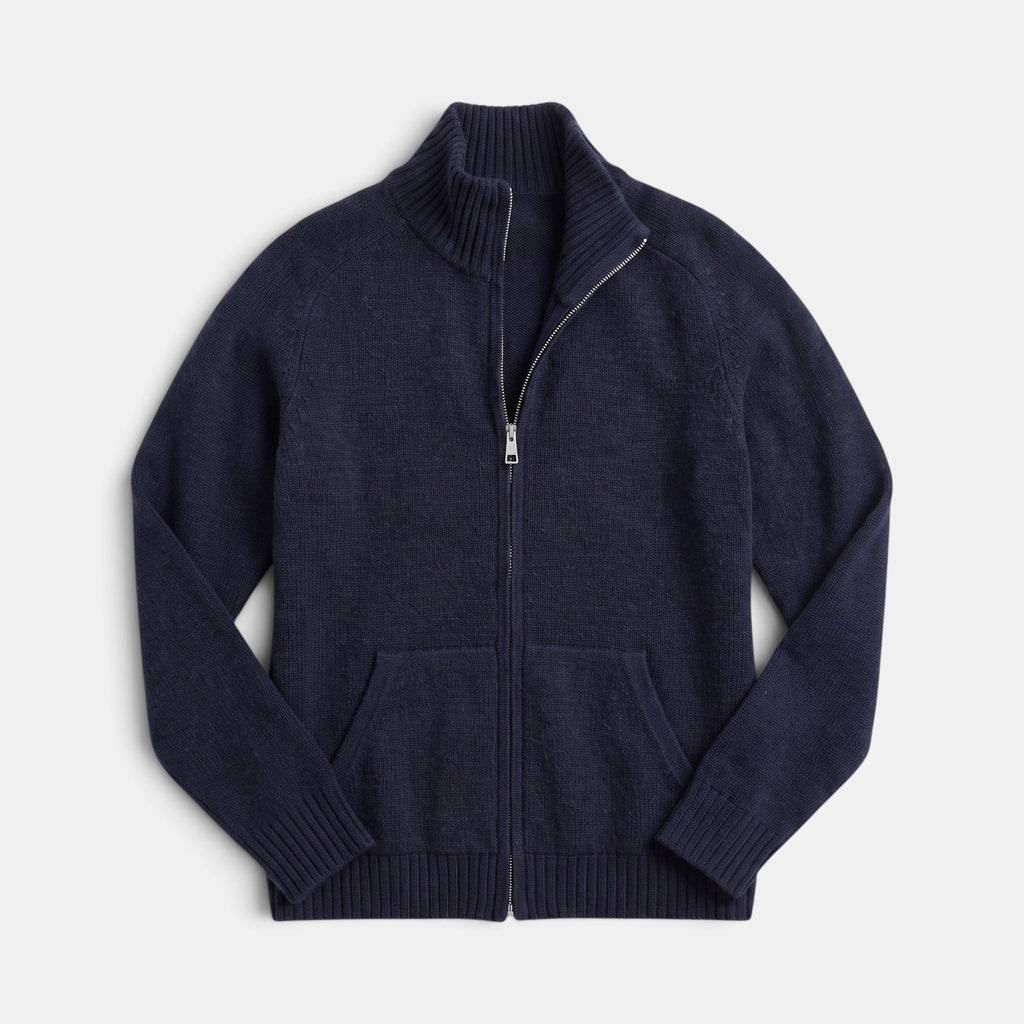 Women's Cardigan with Funnel Neck and Zip Front