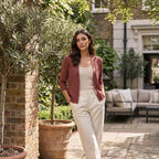 Women's Cardigan with Open Front and Lace Pattern Sleeves