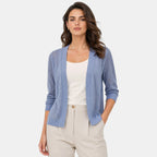 Women's Cardigan with Open Front and Lace Pattern Sleeves