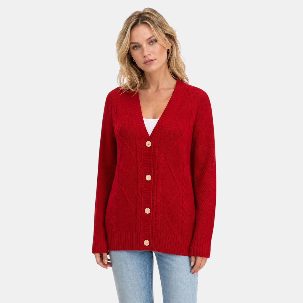 Women's Cardigan with V Neck and Button Front