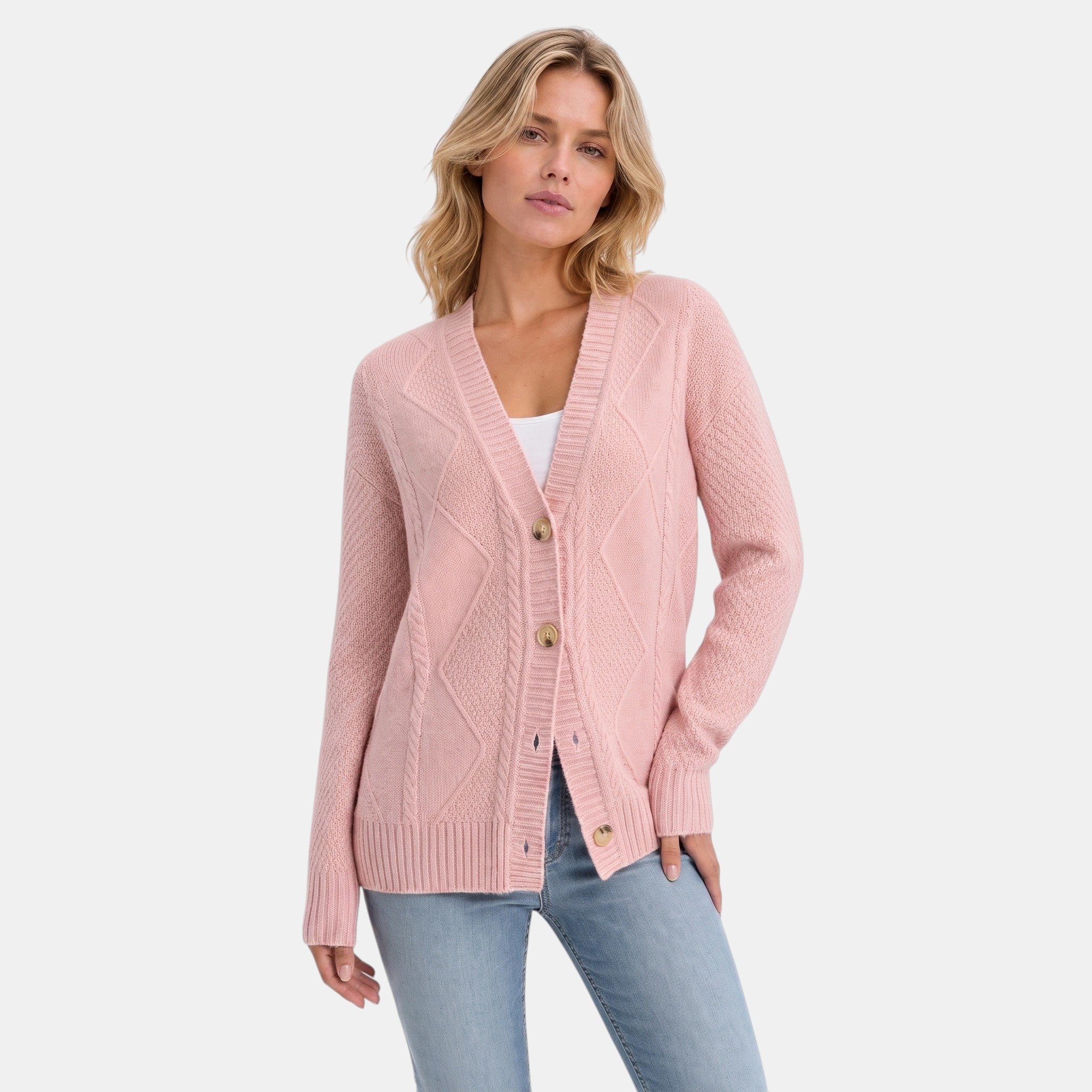 Women's Cardigan with V Neck and Button Front