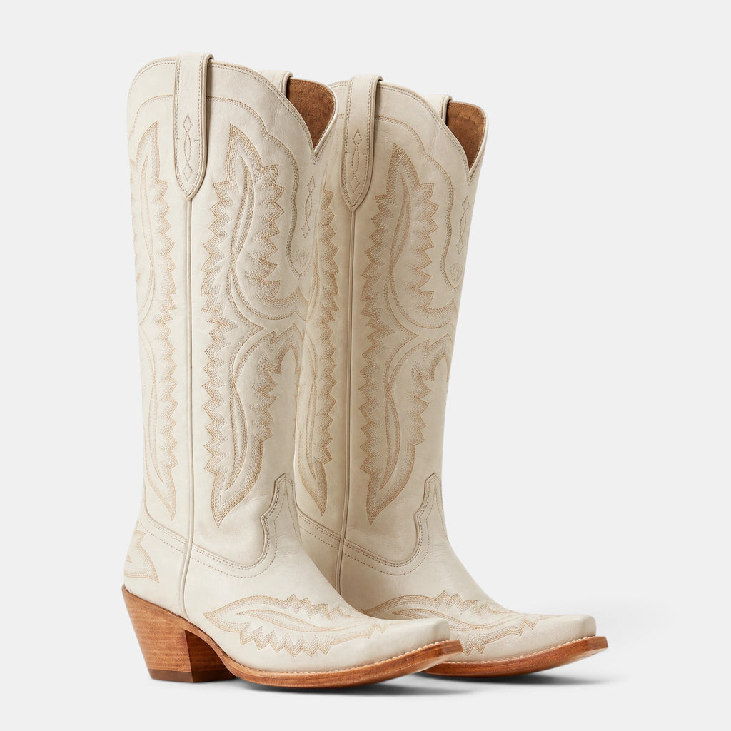 Women's Cowboy Boots with Embroidered Stitching and Block Heel