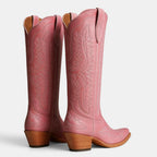 Women's Cowboy Boots with Embroidered Stitching and Block Heel
