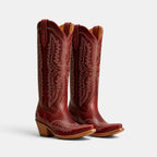 Women's Cowboy Boots with Embroidered Stitching and Block Heel