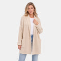 Women's Longline Cardigan with Open Front and Patch Pockets